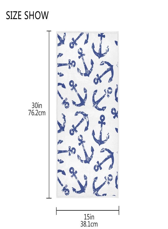 Pfrewn Nautical Retro Anchors Hand Towels 16x30 in Navy Anchor Bathroom Towel Soft Absorbent Ocean Sea Underwater Summer Small Bath Towel Kitchen Dish Guest Towel Home Bathroom Decorations - Image 3