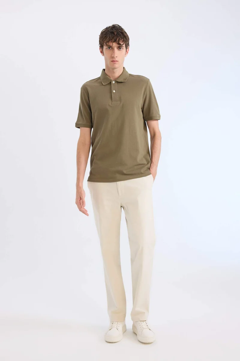 ديفاكتو Regular Fit Polo Collar Pique Short Sleeve Polo T-Shirt