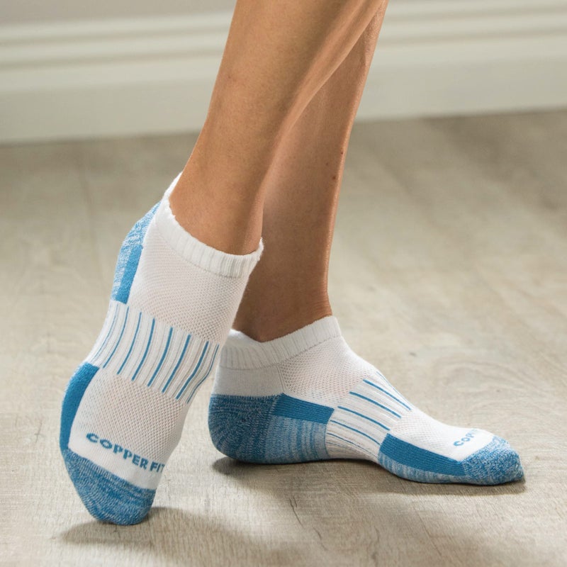 Copper Fit Unisex Adult Ankle Length Sport Socks, White, Small-Medium US - Image 5