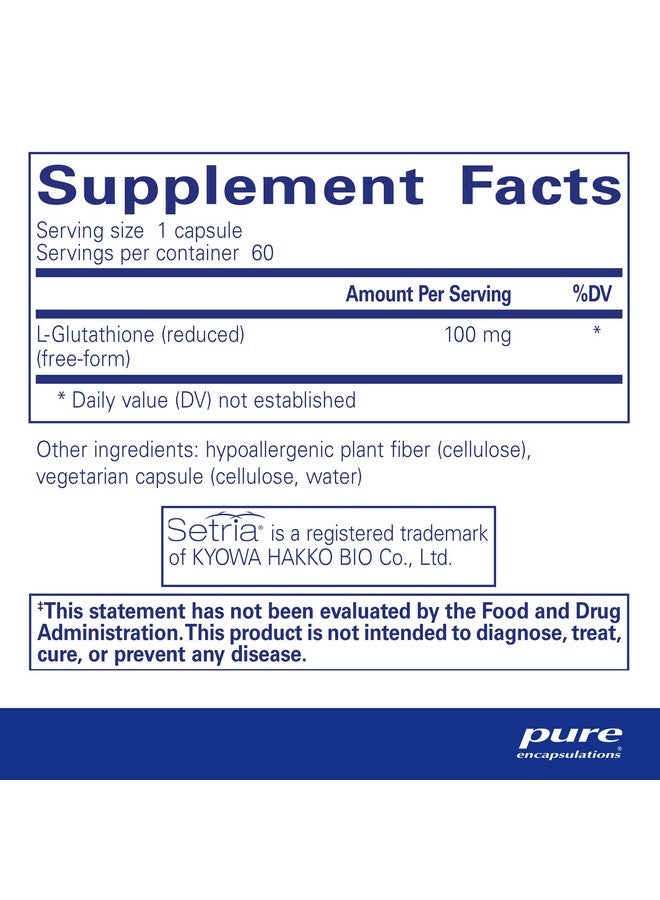 Pure Encapsulations - Reduced Glutathione - Hypoallergenic Antioxidant Supplement for Cell Health and Liver Function* - 60 Capsules - Image 2