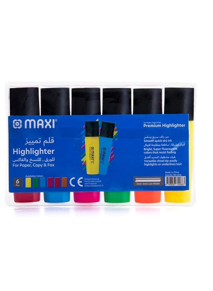 Maxi 6-Pieces Premium Highlighter Multicolor  - Image 1
