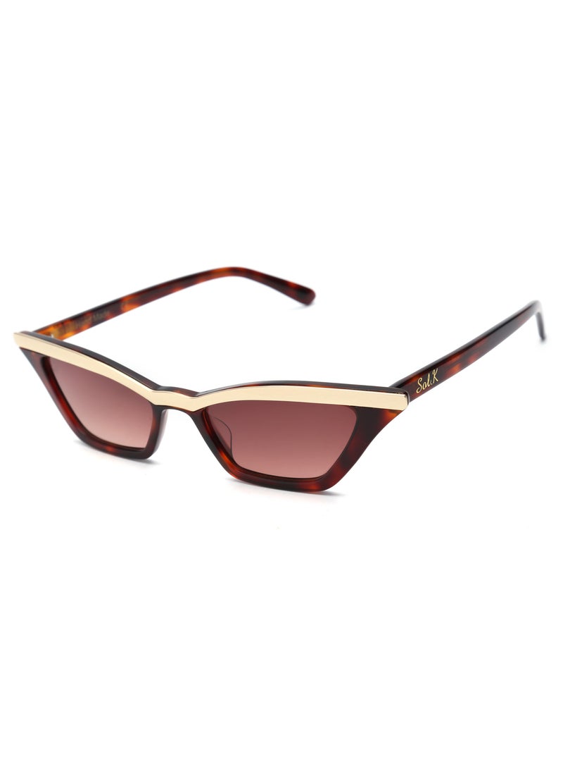 SOL.K Delux-K Sol.K Sunglasses - Gradient Brown CR-39 Lenses with Havana Brown Acetate Frame, Gold Stainless Steel Detail, Retro Style, UV400 Protection - Image 2
