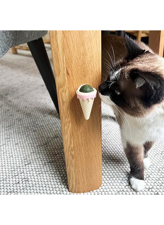 Neostyle Catnip Toys, Avocado Spinning Removable Catnip Balls, Cat Licking Edible Safe and Healthy Kitten Chew Wall Toys, Teeth Cleaning Cat Ball Toys (Ice Cream 2pcs)  - Image 3