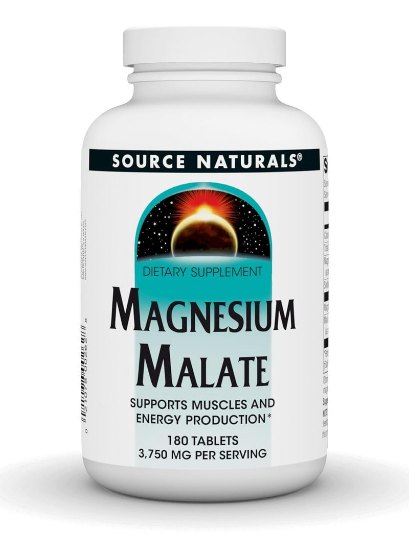 Source Naturals سورس ناتشورالز ماغنيسيوم ماليت 3750 ملغ لكل حصة، 180 قرص