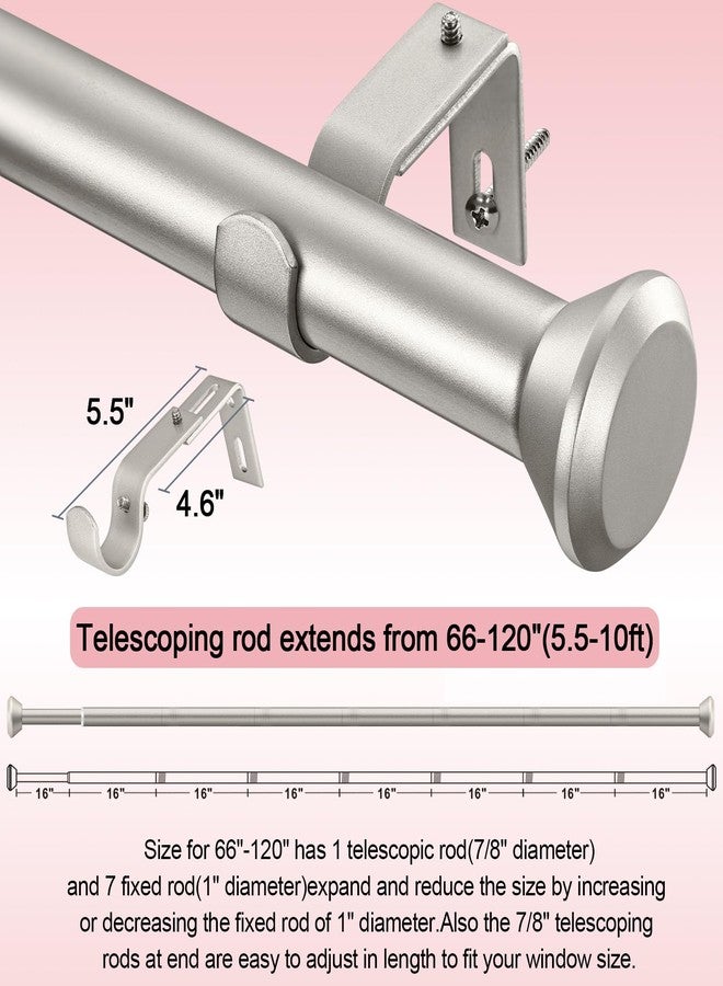 SIMEWIN Heavy Duty Curtain Rods for Windows 66 to 120 Inches, Silver Adjustable Curtain Rods with Diamond Finials for Bedroom, Living Room, Patio, Kitchen - Image 5