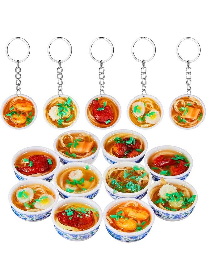 Hicarer 10 قطع سلسلة مفاتيح طعام مصغرة من PVC محاكاة وعاء زهور نودلز سلسلة مفاتيح إبداعية لطيفة لذيذة طعام سلسلة مفاتيح ملحقات دمية المطبخ حقيبة المدرسة ملحقات قلادة المفاتيح - Image 2