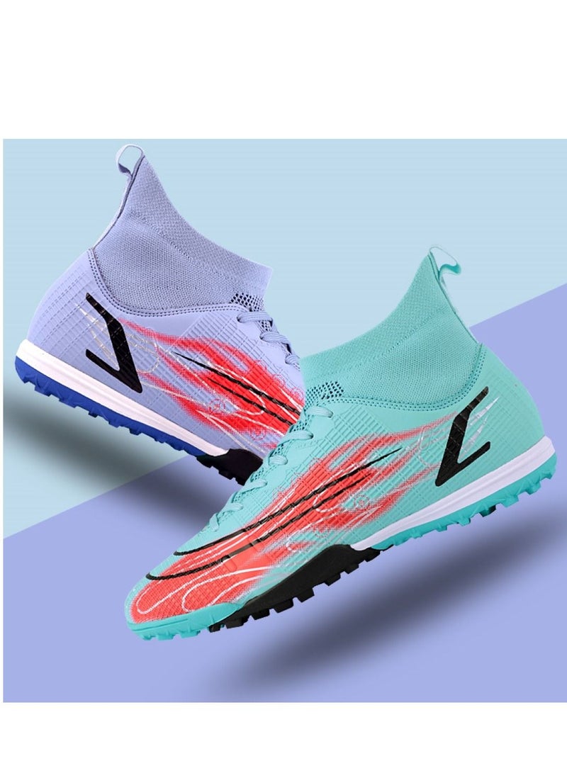 Loquat High-Top Anti-Slip Competition Sports Football Shoes Purple/Blue - Image 2