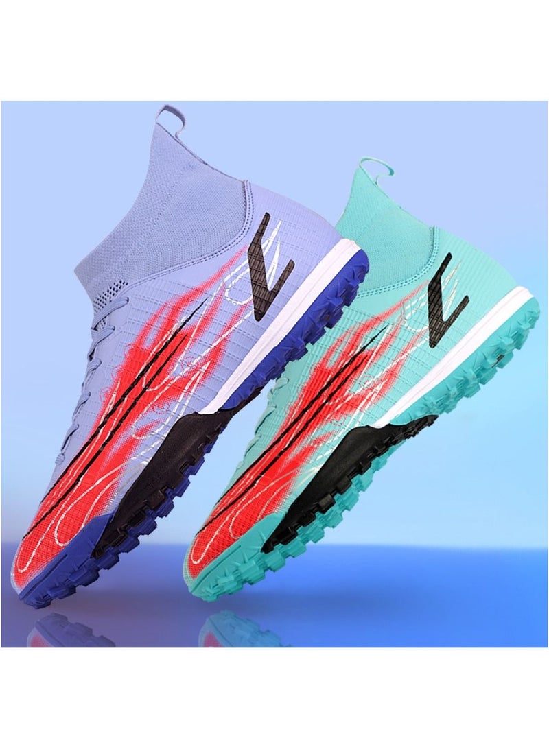 Loquat High-Top Anti-Slip Competition Sports Football Shoes Purple/Blue - Image 1