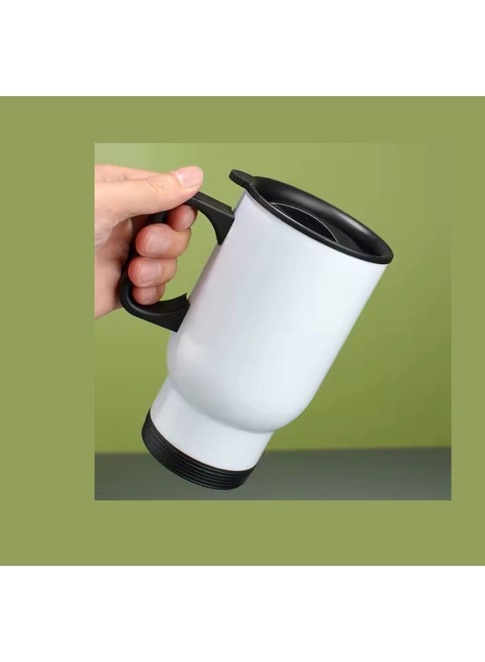 Kalon 2Set Travel Car Mug with Lid Tumbler  Sublimation Double Wall Vacuum Insulated Water Bottle Car steel coffee mugs with handle 450ml for Heat Press Printing  - Image 3