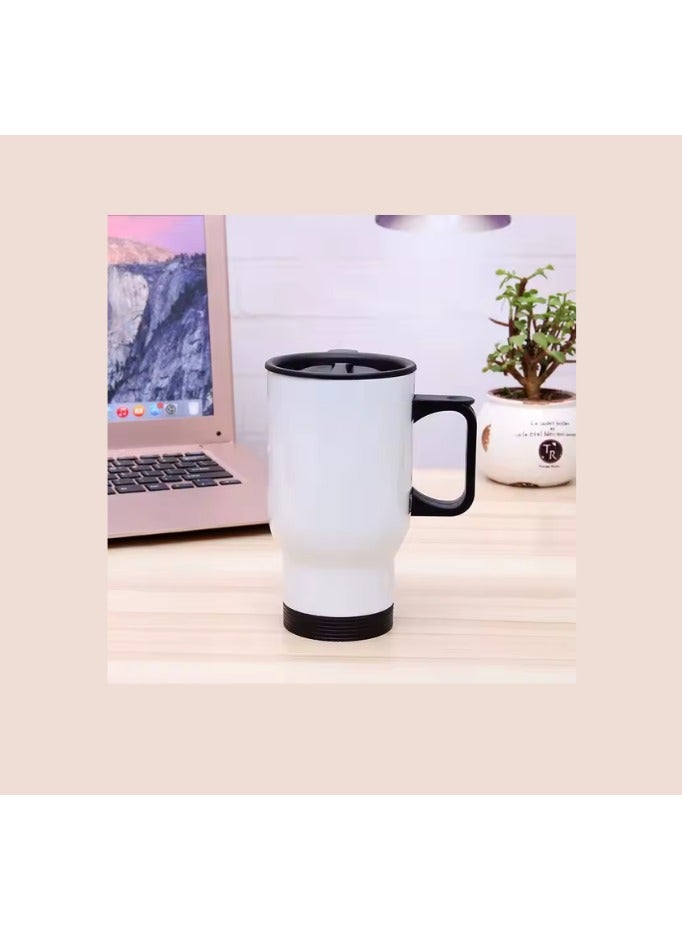 Kalon 2Set Travel Car Mug with Lid Tumbler  Sublimation Double Wall Vacuum Insulated Water Bottle Car steel coffee mugs with handle 450ml for Heat Press Printing  - Image 4