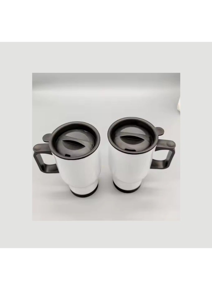 Kalon 2Set Travel Car Mug with Lid Tumbler  Sublimation Double Wall Vacuum Insulated Water Bottle Car steel coffee mugs with handle 450ml for Heat Press Printing  - Image 5