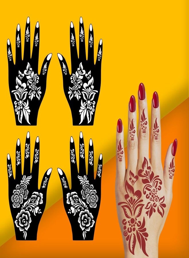 VANVATI Elegant Combo Mehndi Stencil Stickers for Easy Henna Art Application for Girls and Women Palm, and Finger Design Sticker Pack of 2 - Image 2