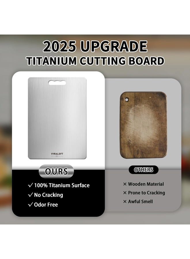VYRALOFT Titanium Cutting Board For Kitchen, 100% Pure Titanium Cutting Boards, Double-sided Food Grade Quality 1 Pack, Easy To Clean And Will Not Absorb Odors, Suitable For Kitchen Or Outdoor(Large Size) - Image 3