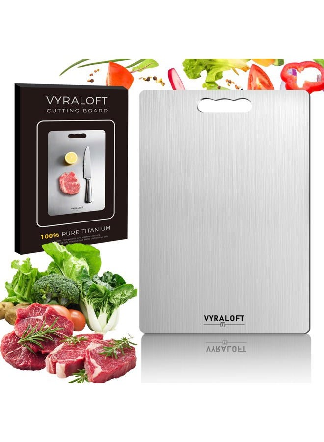 VYRALOFT Titanium Cutting Board For Kitchen, 100% Pure Titanium Cutting Boards, Double-sided Food Grade Quality 1 Pack, Easy To Clean And Will Not Absorb Odors, Suitable For Kitchen Or Outdoor(Large Size) - Image 1