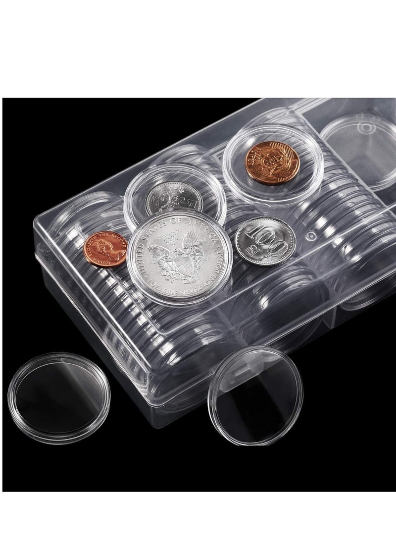 SYOSI 40 Pieces Coin Holder 2 Pack, 46 mm Coin Capsule with Storage Box, Coin Collection Supplies Clear Coin Storage Case Organizer Box, Silver Dollar Coin Holders (17/20/25/27/30/35/40/46mm)  - Image 4