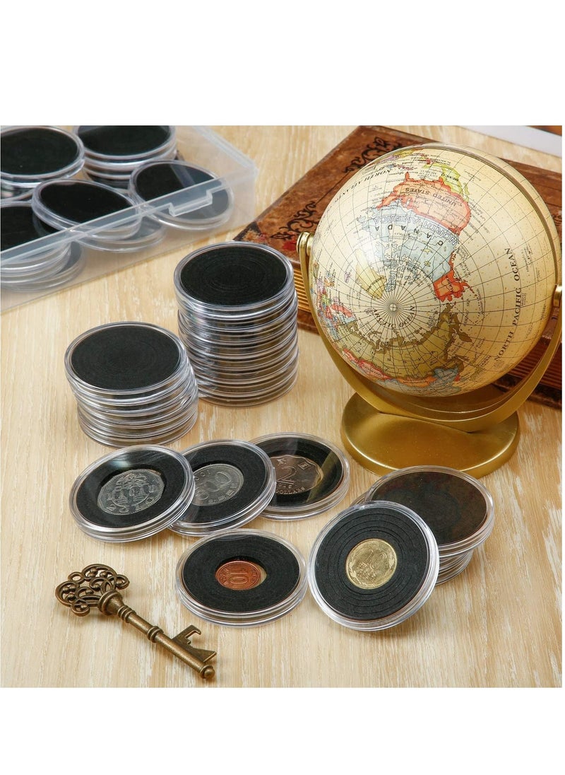 SYOSI 40 Pieces Coin Holder 2 Pack, 46 mm Coin Capsule with Storage Box, Coin Collection Supplies Clear Coin Storage Case Organizer Box, Silver Dollar Coin Holders (17/20/25/27/30/35/40/46mm)  - Image 2