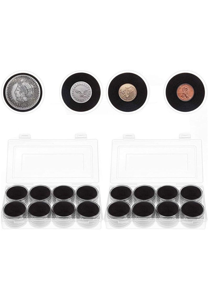 SYOSI 40 Pieces Coin Holder 2 Pack, 46 mm Coin Capsule with Storage Box, Coin Collection Supplies Clear Coin Storage Case Organizer Box, Silver Dollar Coin Holders (17/20/25/27/30/35/40/46mm)  - Image 1