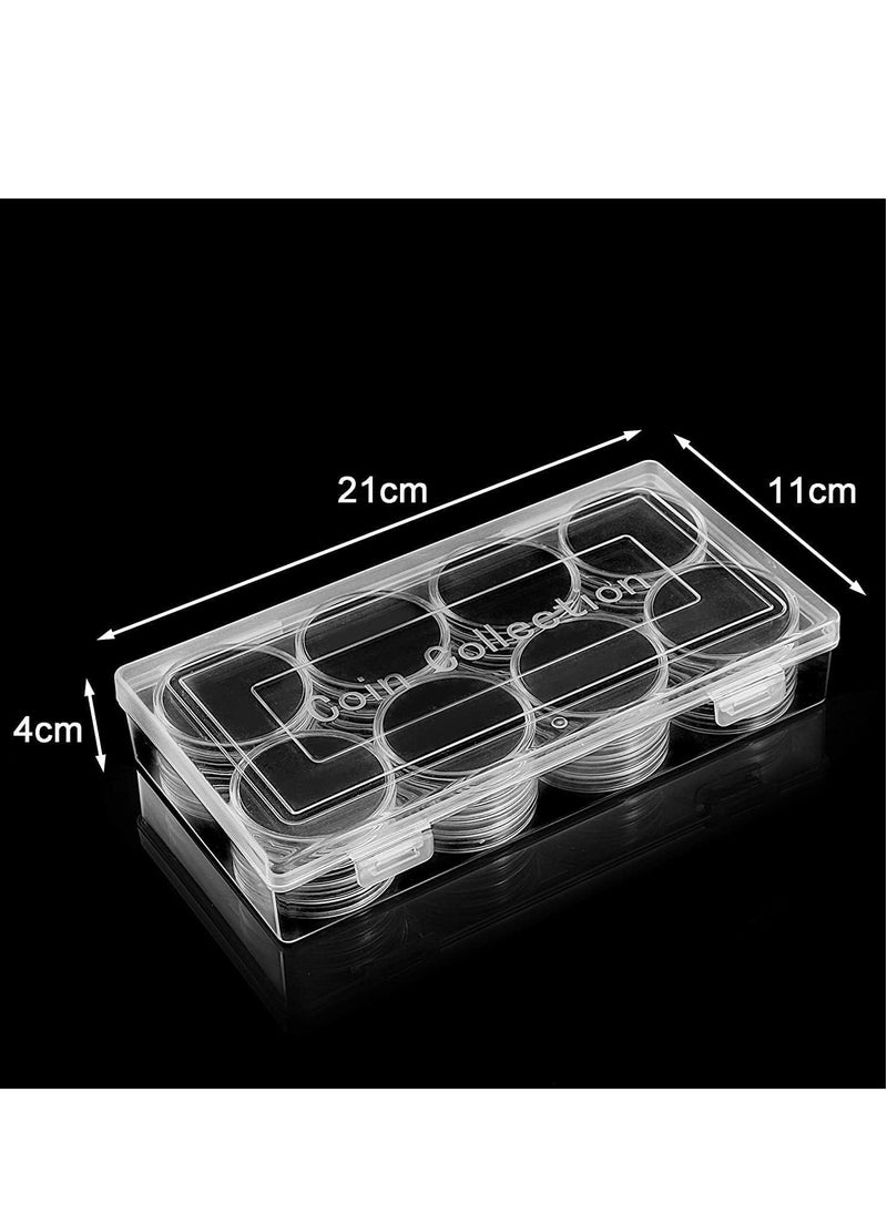 SYOSI 40 Pieces Coin Holder 2 Pack, 46 mm Coin Capsule with Storage Box, Coin Collection Supplies Clear Coin Storage Case Organizer Box, Silver Dollar Coin Holders (17/20/25/27/30/35/40/46mm)  - Image 5