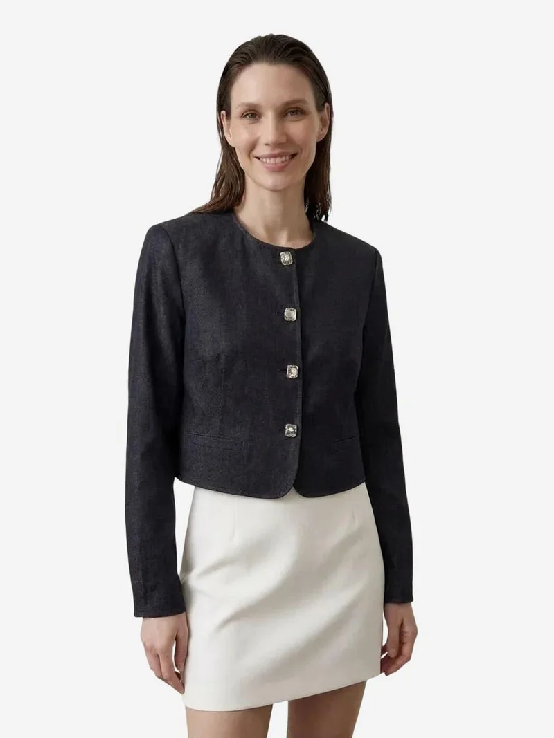 MY FASHION MY FASHION Tailored Button Closure Short Jacket