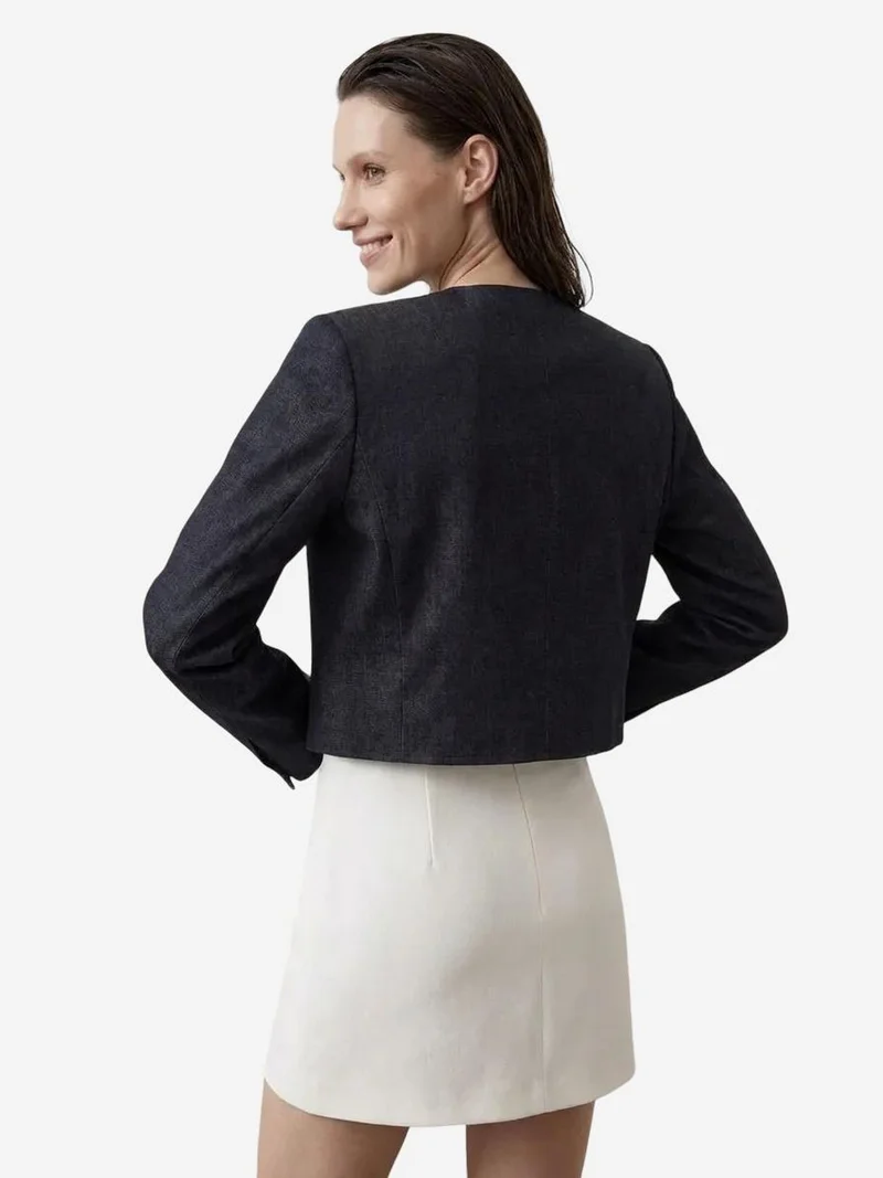 My Fashion Navy Blue MY FASHION Tailored Button Closure Short Jacket for Women | Best Price UAE