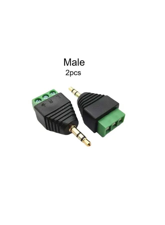 2Pcs Gold Plated 3 5mm Male Headphone Jack Adapter Green Terminal No Solder Design - Image 1
