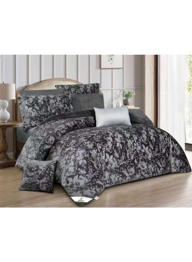 LEVORE Winter Duvet Set Made Of Fur And Velvet Reversible With Durable And Soft Fabric Heavy Filling 8 Pieces King Size