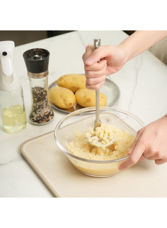 هراسة بطاطس صغيرة من الستانلس ستيل، هراسة افوكادو صغيرة، اداة مطبخ يدوية لهرس البطاطس والافوكادو والبطاطس والفاصوليا والخضروات، ادوات هرس معدنية 8.7 انش، امنة للاستخدام في غسالة الصحون - Image 1