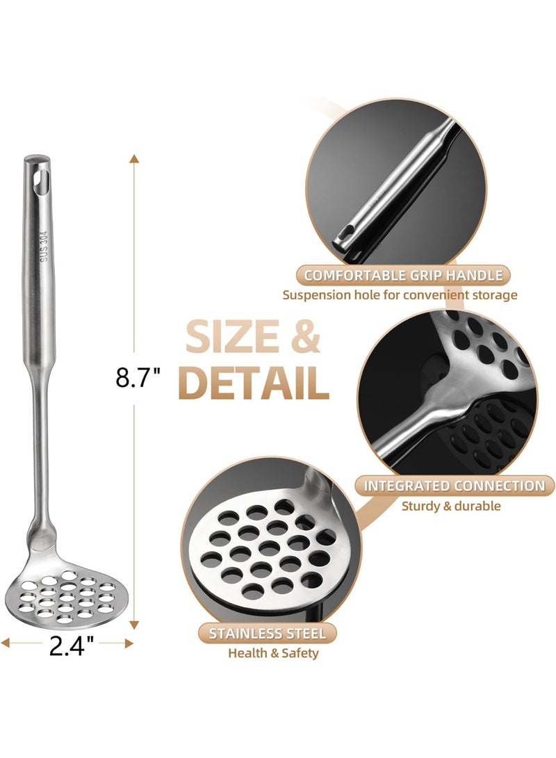 هراسة بطاطس صغيرة من الستانلس ستيل، هراسة افوكادو صغيرة، اداة مطبخ يدوية لهرس البطاطس والافوكادو والبطاطس والفاصوليا والخضروات، ادوات هرس معدنية 8.7 انش، امنة للاستخدام في غسالة الصحون - Image 3