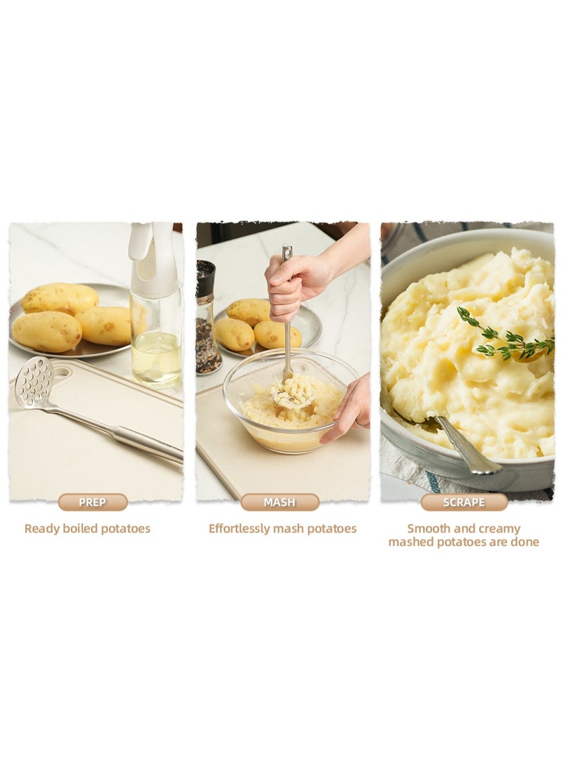 هراسة بطاطس صغيرة من الستانلس ستيل، هراسة افوكادو صغيرة، اداة مطبخ يدوية لهرس البطاطس والافوكادو والبطاطس والفاصوليا والخضروات، ادوات هرس معدنية 8.7 انش، امنة للاستخدام في غسالة الصحون - Image 4