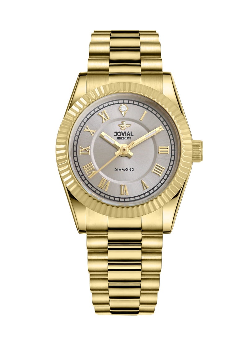 Jovial Women's Fashion metal band watch, 21mm, Grey Dial with Diamond - Image 1