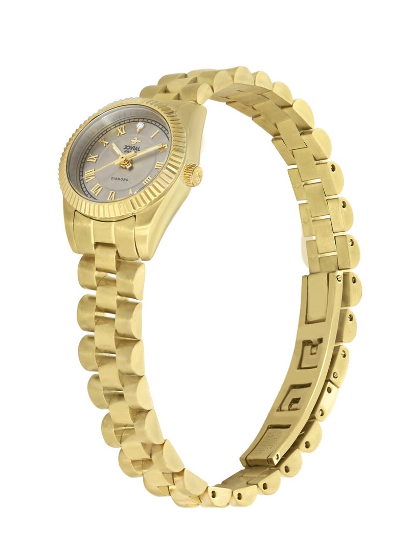 Jovial Women's Fashion metal band watch, 21mm, Grey Dial with Diamond - Image 2