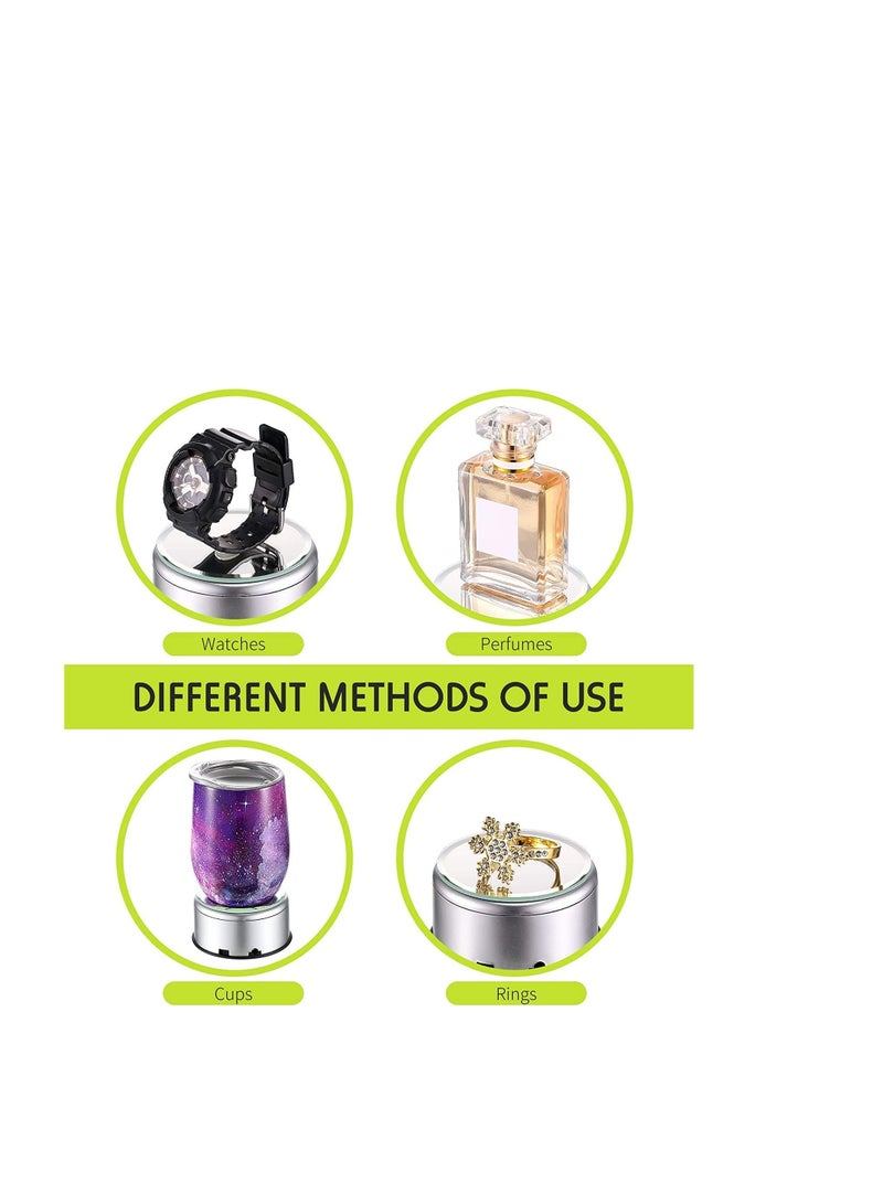 SOLARAE Cup Display Spinner Stand Turner Rotating Crystal Display Base Stand 360 Degree Tumblers Cup Display Stand with Usb Cable for Displaying Glitter Tumbler Cups, 3 Inch 1 Piece - Image 5
