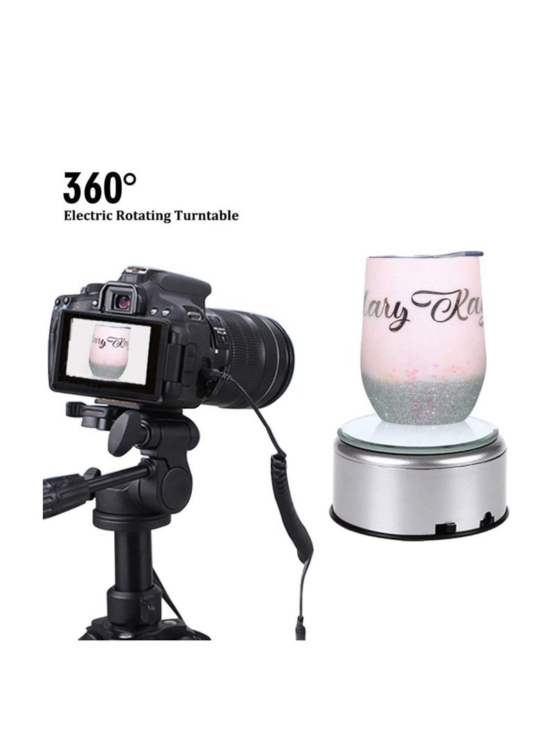 SOLARAE Cup Display Spinner Stand Turner Rotating Crystal Display Base Stand 360 Degree Tumblers Cup Display Stand with Usb Cable for Displaying Glitter Tumbler Cups, 3 Inch 1 Piece - Image 4