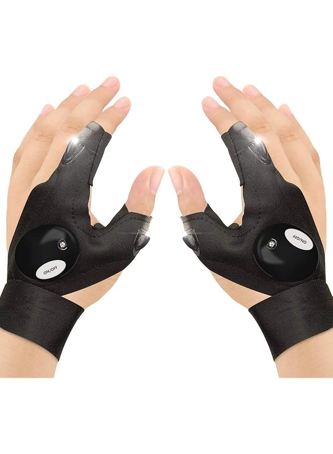 PROMASS LED Flashlight Gloves Gifts for Men, Handsfree Lights for Fishing Camping Hiking Repairing, Cool Unique Tool Gadget for Mechanic Car Guy & Electrician, Dad, Husband, Handyman, Car Repair, 1 Pair Black - Image 1
