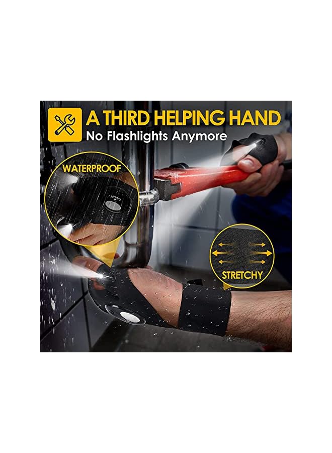 PROMASS LED Flashlight Gloves Gifts for Men, Handsfree Lights for Fishing Camping Hiking Repairing, Cool Unique Tool Gadget for Mechanic Car Guy & Electrician, Dad, Husband, Handyman, Car Repair, 1 Pair Black - Image 2