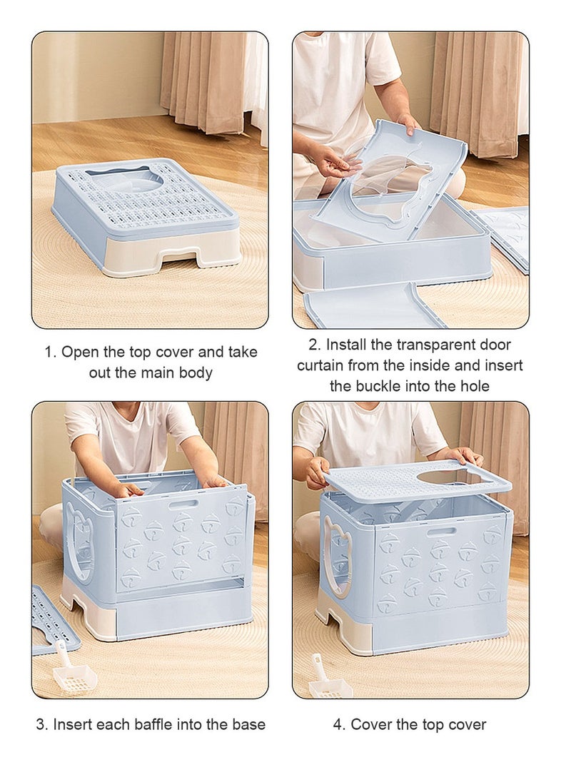 Kidle - Large Foldable Cat Litter Box with Lid Easy to Clean Anti-Splashing Enclosed Cat Toilet Box - Image 1