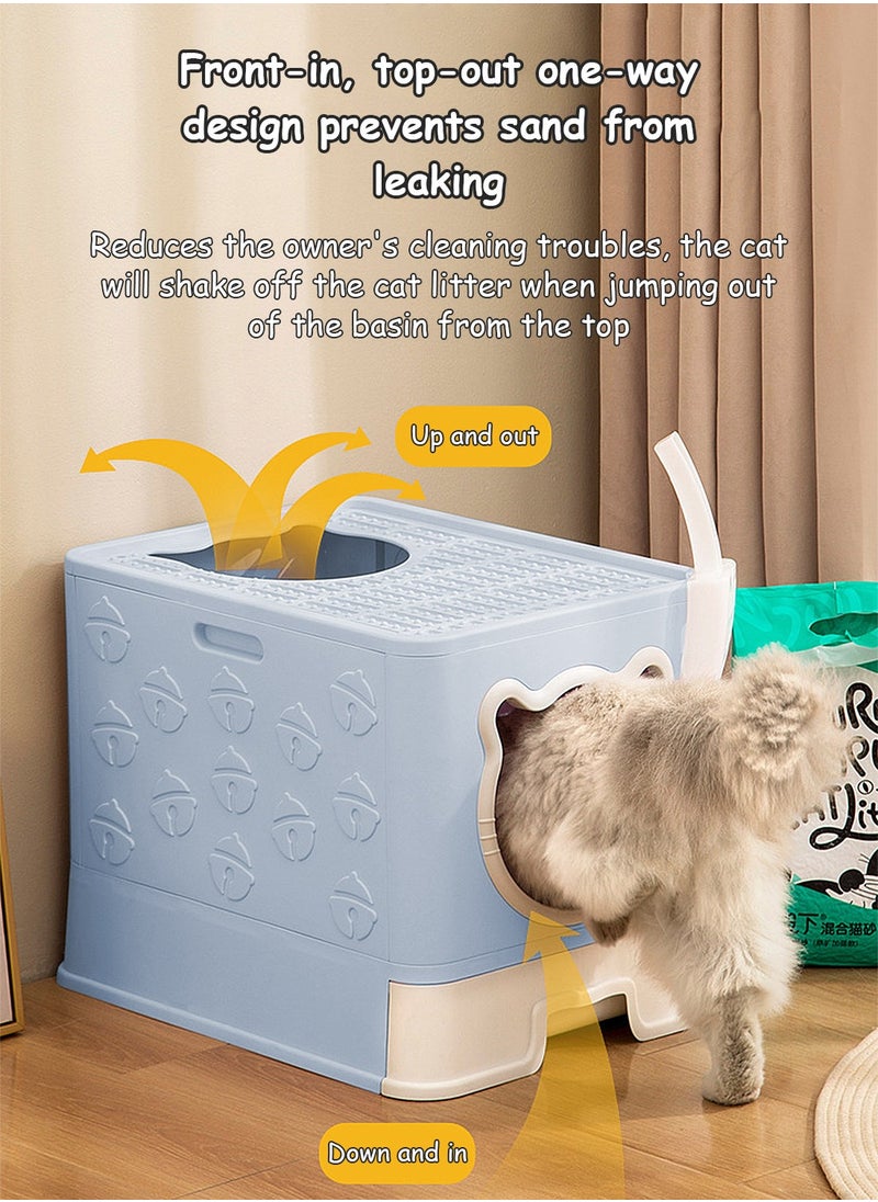 Kidle - Large Foldable Cat Litter Box with Lid Easy to Clean Anti-Splashing Enclosed Cat Toilet Box - Image 1