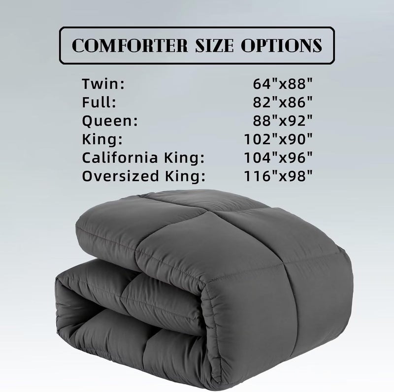 DOWNCOOL Comforters King Size, Duvet Insert,Dark Grey All Season Duvet, Lightweight Quilt, Down Alternative Hotel Comforter with Corner Tabs (Dark Gray, King 102x90 Inches) | Corner Tabs,All Season, Down Alternative Hotel Comforter, King 102x90 Inches - Image 5