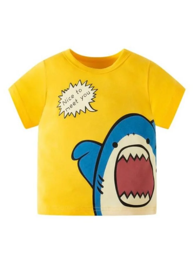 YUNIQEE Yellow Printed Short Sleeve Crew Neck T-Shirt