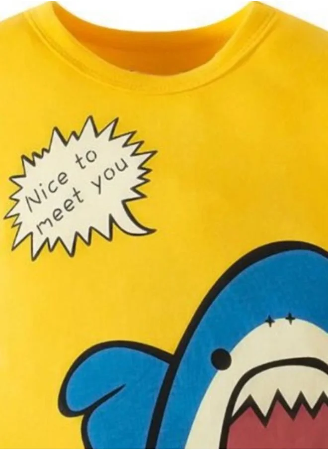 YUNIQEE Yellow Printed Short Sleeve Crew Neck T-Shirt