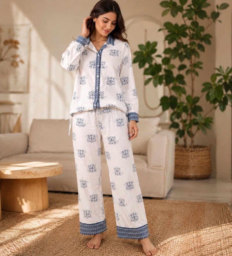 ريدلاين طقم بيجامة طقم بيت للبنات قطن  بنقشة زهور – طقم مريح بتصميم عصري - Image 1