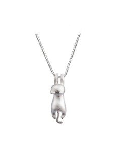 Generic S925 Sterling Silver Cat Necklace Matte Silver Cat Pendant Clavicle Necklace  - Image 1