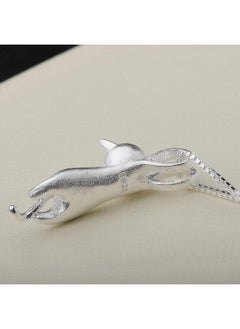 Generic S925 Sterling Silver Cat Necklace Matte Silver Cat Pendant Clavicle Necklace  - Image 5