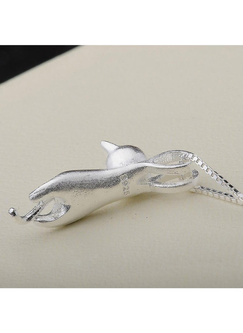 Generic S925 Sterling Silver Cat Necklace Matte Silver Cat Pendant Clavicle Necklace  - Image 5