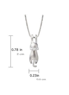 Generic S925 Sterling Silver Cat Necklace Matte Silver Cat Pendant Clavicle Necklace  - Image 4