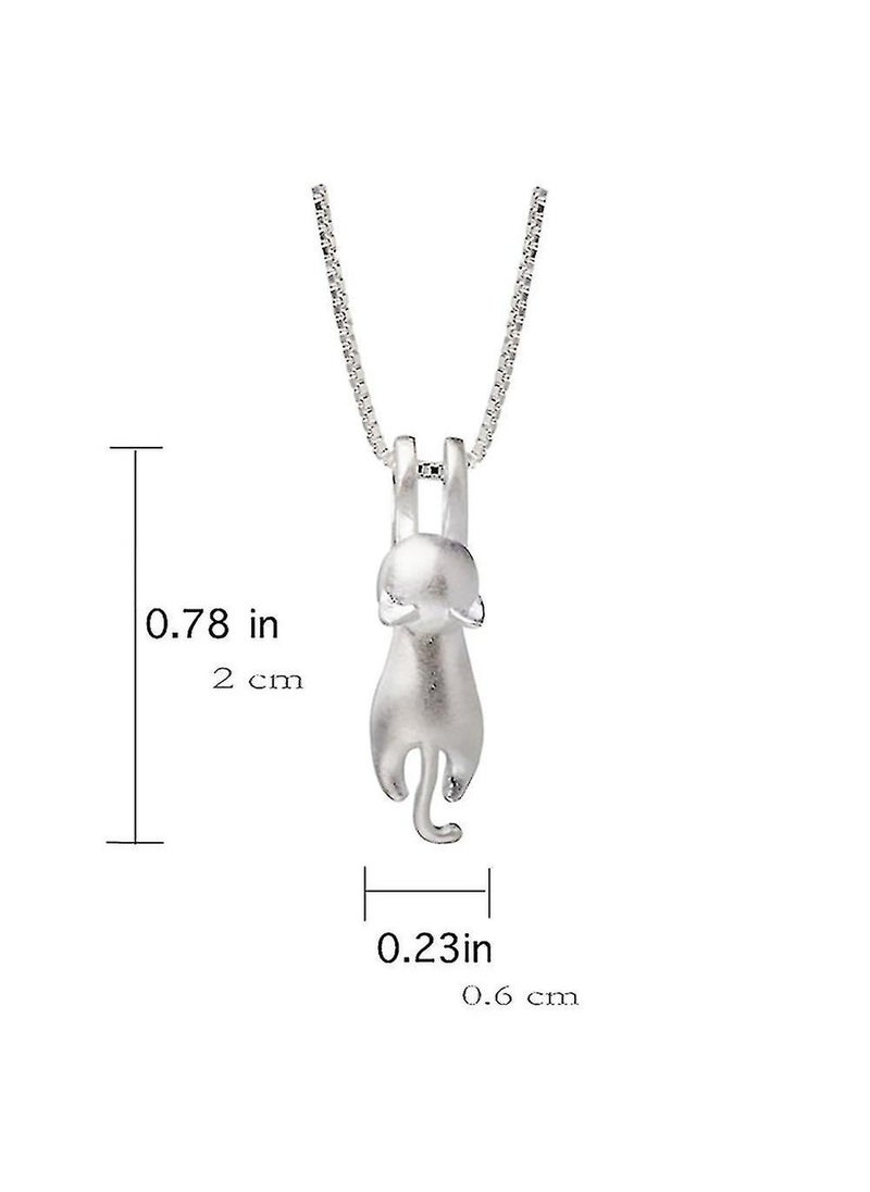 Generic S925 Sterling Silver Cat Necklace Matte Silver Cat Pendant Clavicle Necklace  - Image 4