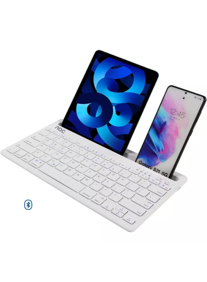 AOC Wireless Bluetooth Keyboard with Integrated Stand, Support Multi Devices for iPhone/iPad/Tablet/PC, 78Keys Rechargeable Silent Portable Keyboard Stand Slot for Windows/Android/iOS/Mac OS white - Image 2