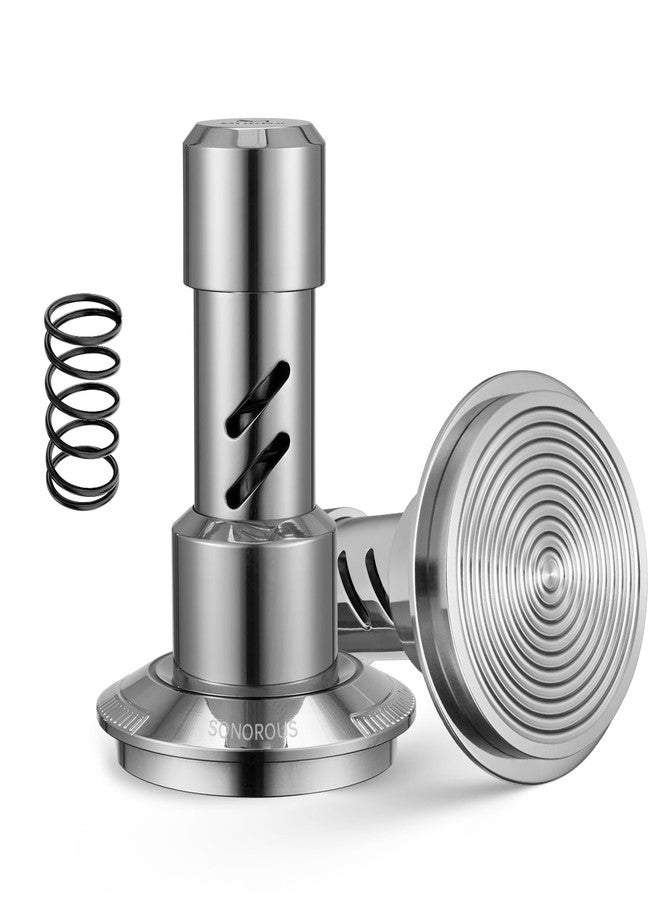 muvna 58mm Impact Espresso Tamper with Sound Feedback - MUVNA Self-Leveling 4-Spring Calibrated Coffee Tamper in Gift, Impact for Easier Tamping & Better Extraction, Fits 58mm Portafilters, Silver - Image 2