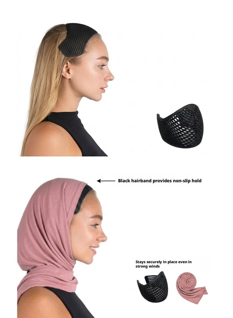 مثبت وشاح الرأس تحت القبعة للمسلمين، مادة نايون، مناسب للشعر العادي إلى الكثيف، شريط تثبيت الشعر وإكسسوارات الشعر، مثالي للنساء المسلمات، للاستخدام اليومي والمناسبات الخاصة - Image 2