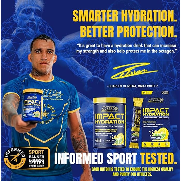 Maximum Human Performance MHP Impact Hydration Electrolyte Creatine Sports Drink Stick Pack, No Artificial Sweeteners or Colors, Performance, Recovery, Lemon Lime, 14 Count - Image 5